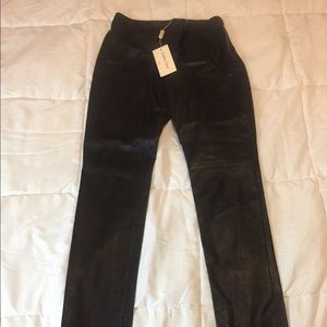 NWT Giuliana Teso Black Leather Pants Sz 40 Italy
